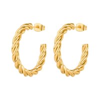 Squeeze It Medium Hoop Studs Gold Luamaya