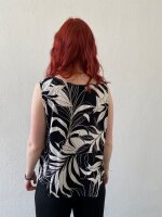 Top Kae ni-ki Print 08 leaf blk-w