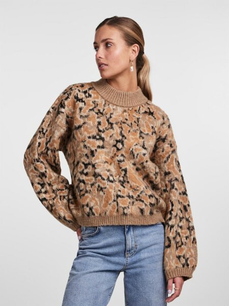 Pullover Pieces PCJoella LS High-Neck Knit Tigers Eye/Kangaroo