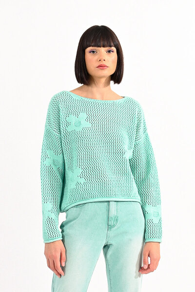 Pullover Lili Sidonio Young  Ladies Knitted Sweater LAL392CE Aqua Blue S