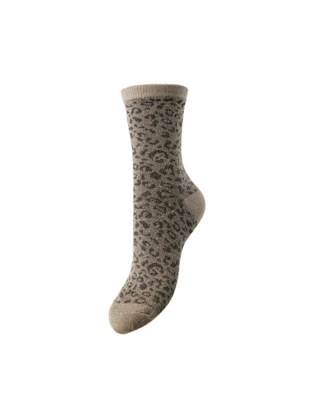 Socken Pieces PCSebby Glitter Long 1-Pack Pattern Taupe Gray/LEO