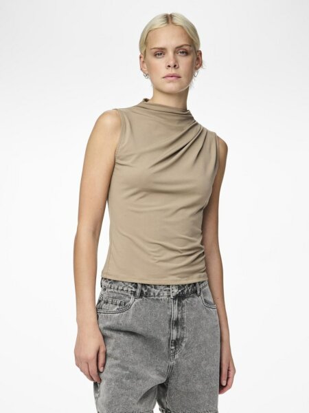 Top Pieces PCMadison SL Draped Taupe Gray