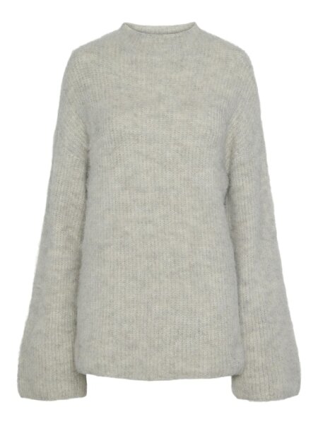 Pullover Pieces PCMala LS Highneck Knit Light Grey Melange