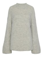 Pullover Pieces PCMala LS Highneck Knit Light Grey Melange