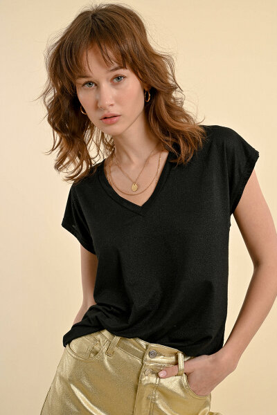 Shirt Molly Bracken Ladies Knitted Tee T1533CN Black