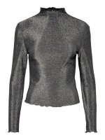 Top Pieces PCSandra Mock Neck Black/Silver Lurex