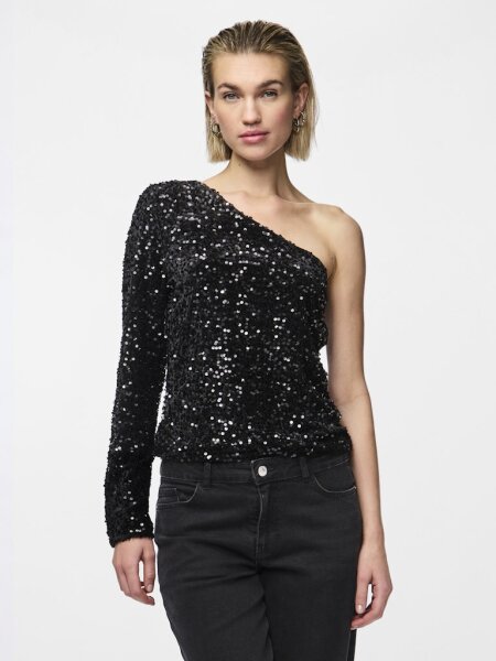 Top Pieces PCKam One Shoulder Top Black/Black