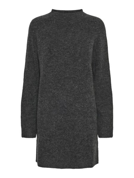 Kleid Pieces PCNemesio LS Mock Neck Knit Dress Dark Grey Melange