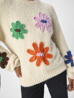 Pullover Object OBJAsh Knit L/S Sandshell/Flowers