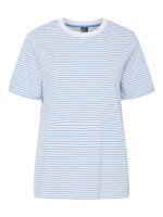 Shirt Pieces PCRina SS Fold Up Tee Stripes Bright White/Azure Blue