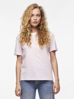 Shirt Pieces PCRina SS Fold Up Tee Stripes Bright White/Pastel Lavender Pink