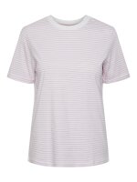 Shirt Pieces PCRina SS Fold Up Tee Stripes Bright White/Pastel Lavender Pink