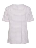 Shirt Pieces PCRina SS Fold Up Tee Stripes Bright White/Pastel Lavender Pink