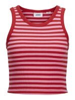 Top JJXX JXFallon SL Stripe Rib Top Racing Red/Morning Glory