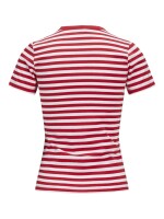 Shirt JJXX JXGigi SS Stripe Tee Bright White/Racing Red