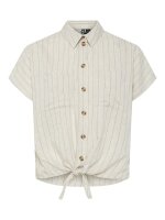 Bluse Pieces PCPia SS Tie Shirt Birch/Black